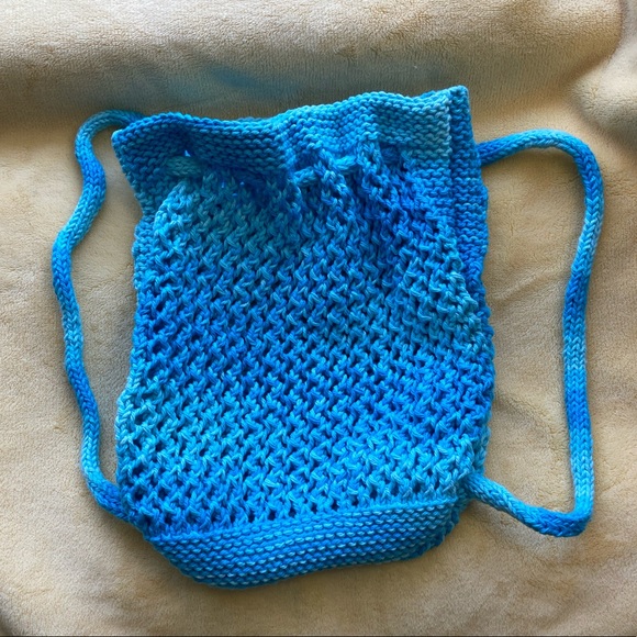Handbags - Hand knit drawstring mini backpack